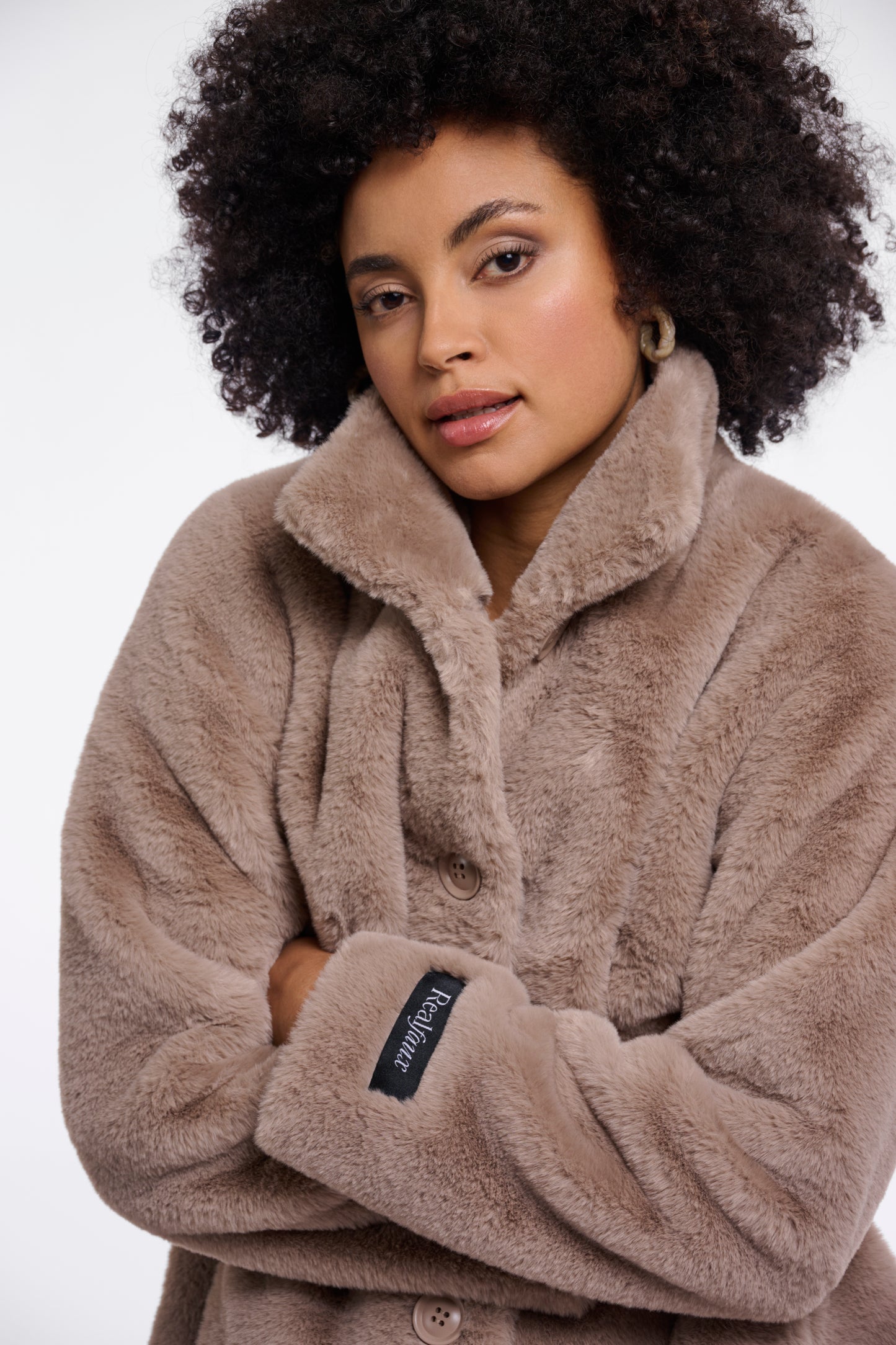 Rino & Pelle Nonna Faux Fur Coat Mocha Latte