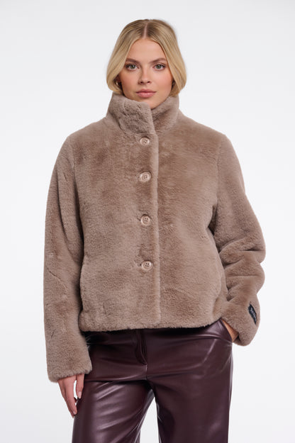 Rino & Pelle Vie Faux Fur Jacket Mocha Latte