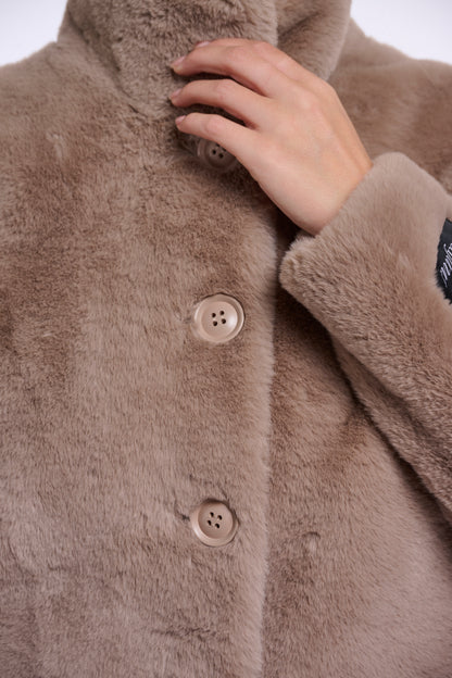 Rino & Pelle Vie Faux Fur Jacket Mocha Latte