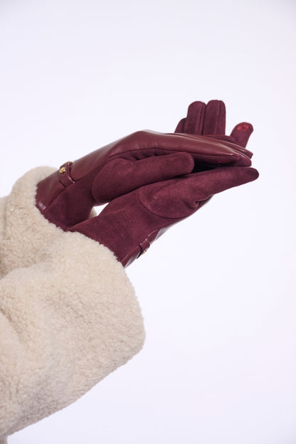 Rino & Pelle Havila Faux Leather Gloves Sangria