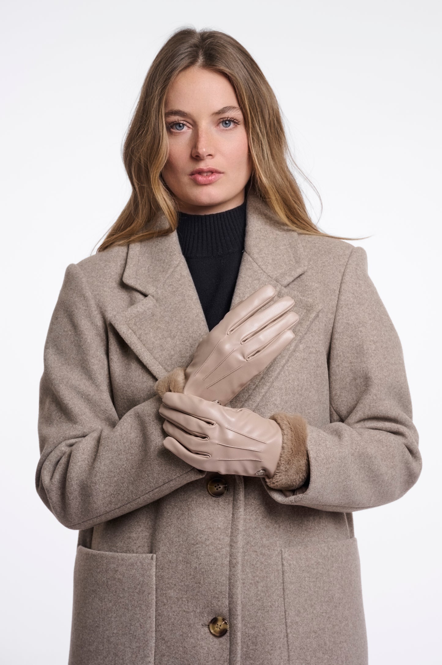 Rino & Pelle Arca Faux Fur Gloves Pearl Taupe