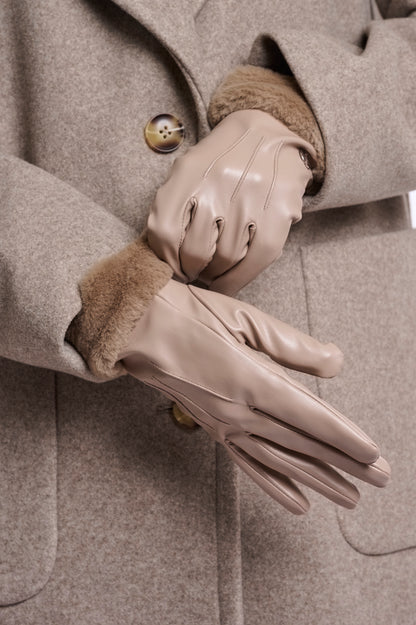 Rino & Pelle Arca Faux Fur Gloves Pearl Taupe