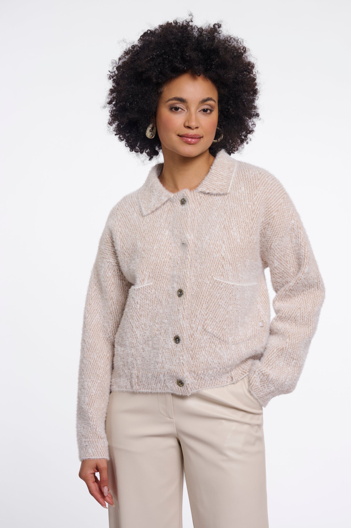 Rino & Pelle Bubbly Boxy Jacket-Beige Herringbone