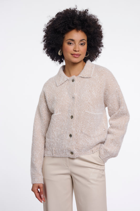 Rino & Pelle Bubbly Boxy Jacket-Beige Herringbone