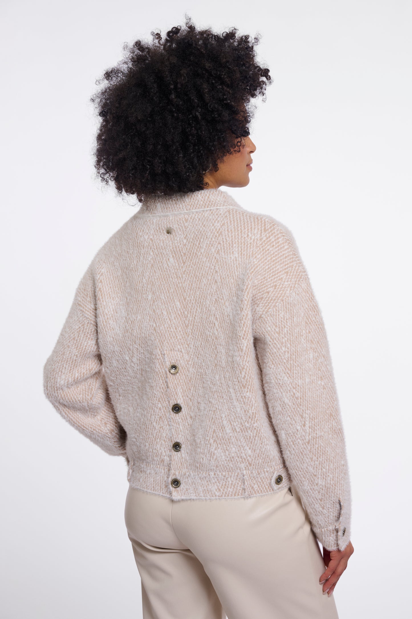 Rino & Pelle Bubbly Boxy Jacket-Beige Herringbone