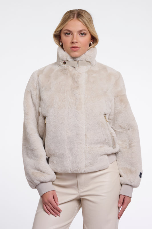 Rino & Pelle Ambra Short Faux Fur Jacket-Birch