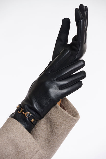 Rino & Pelle Havila Faux Leather Gloves Black