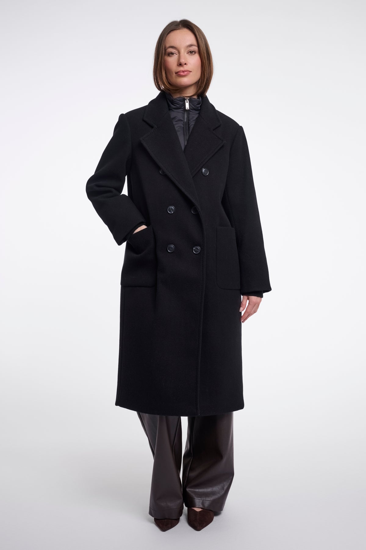 Rino & Pelle Noomi Detachable Collar Coat Black