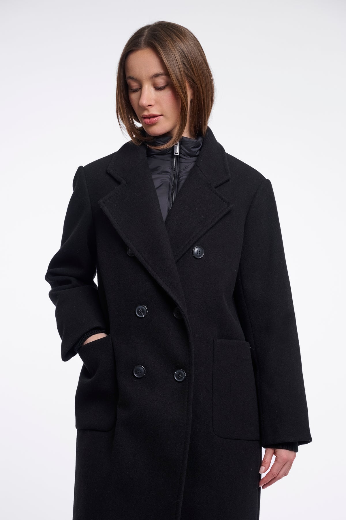 Rino & Pelle Noomi Detachable Collar Coat Black