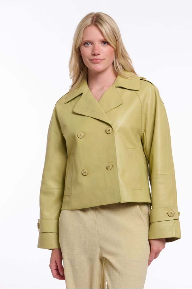 Rino & Pelle Lotte Leather Jacket Green Curry