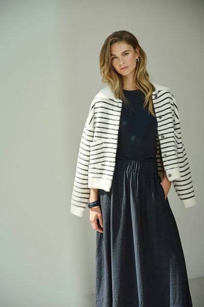 Rino & Pelle Bubbly Boxy Jacket Black White Striped