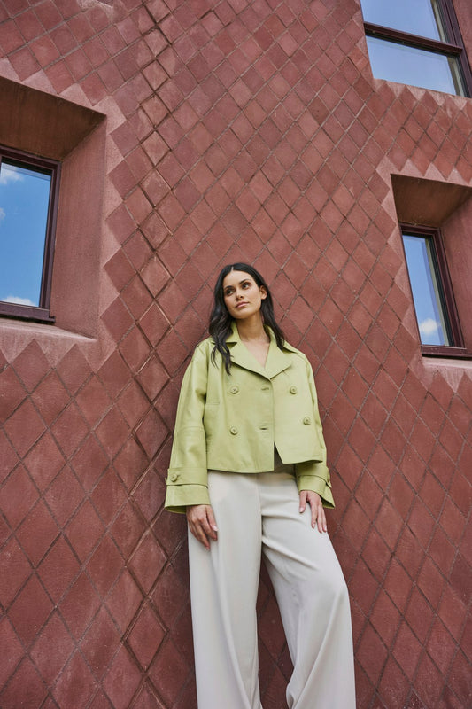 Rino & Pelle Lotte Leather Jacket Green Curry