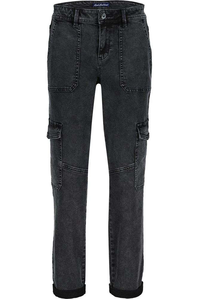 AW24 Red Button Cargo Black Denim