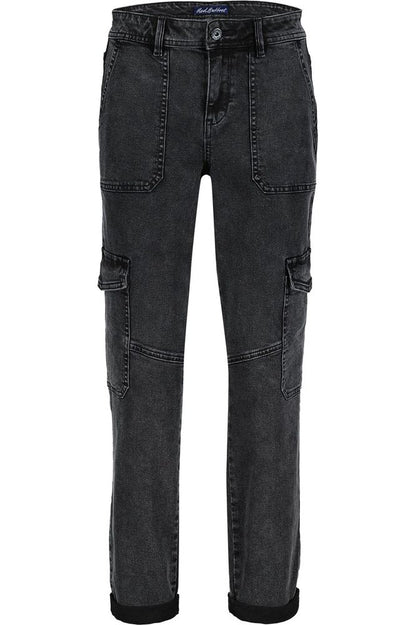 AW24 Red Button Cargo Black Denim