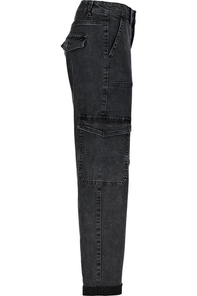 AW24 Red Button Cargo Black Denim