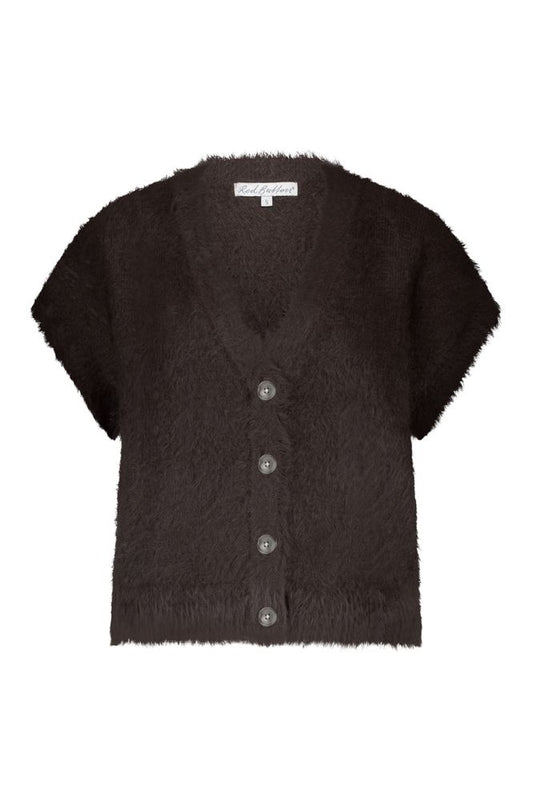 Red Button Sleeveless Fuzzy