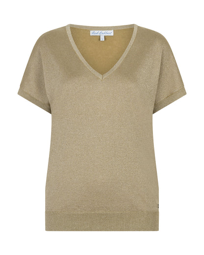 Red Button Jerry Sparkle Top Moss