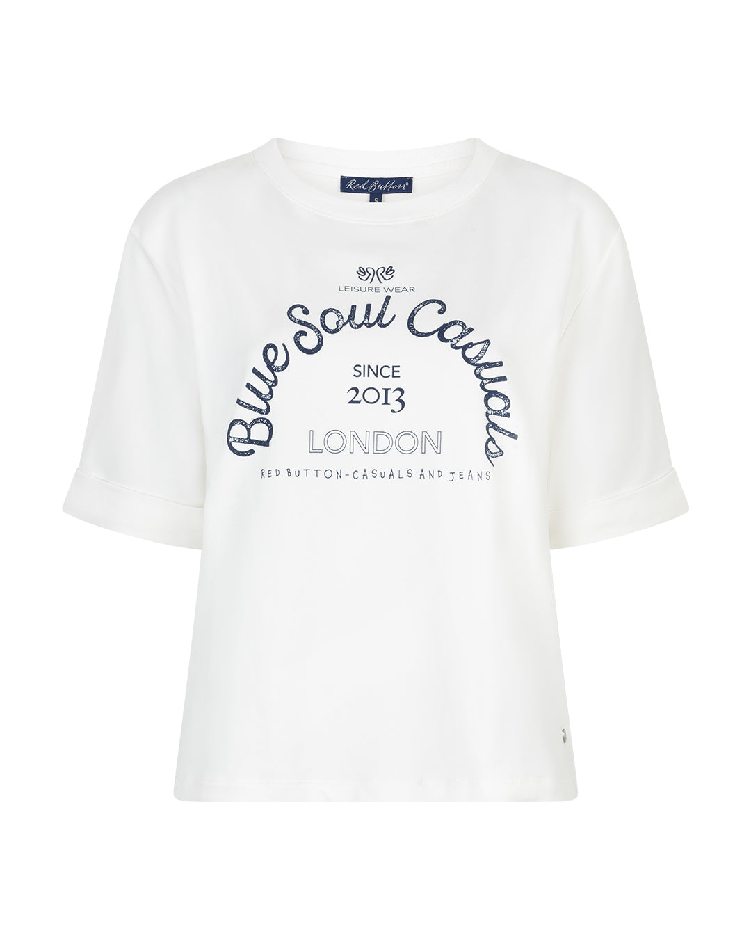 Red Button Terry Sweater Chestprint