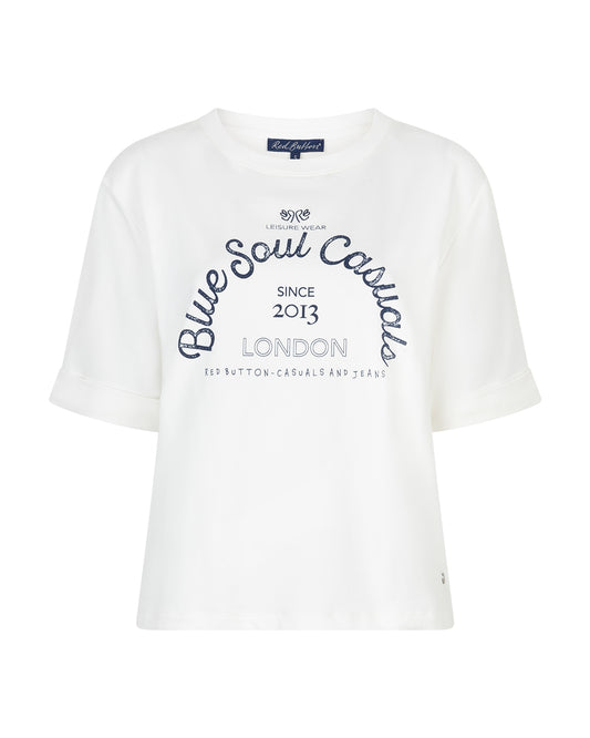 Red Button Terry Sweater Chestprint