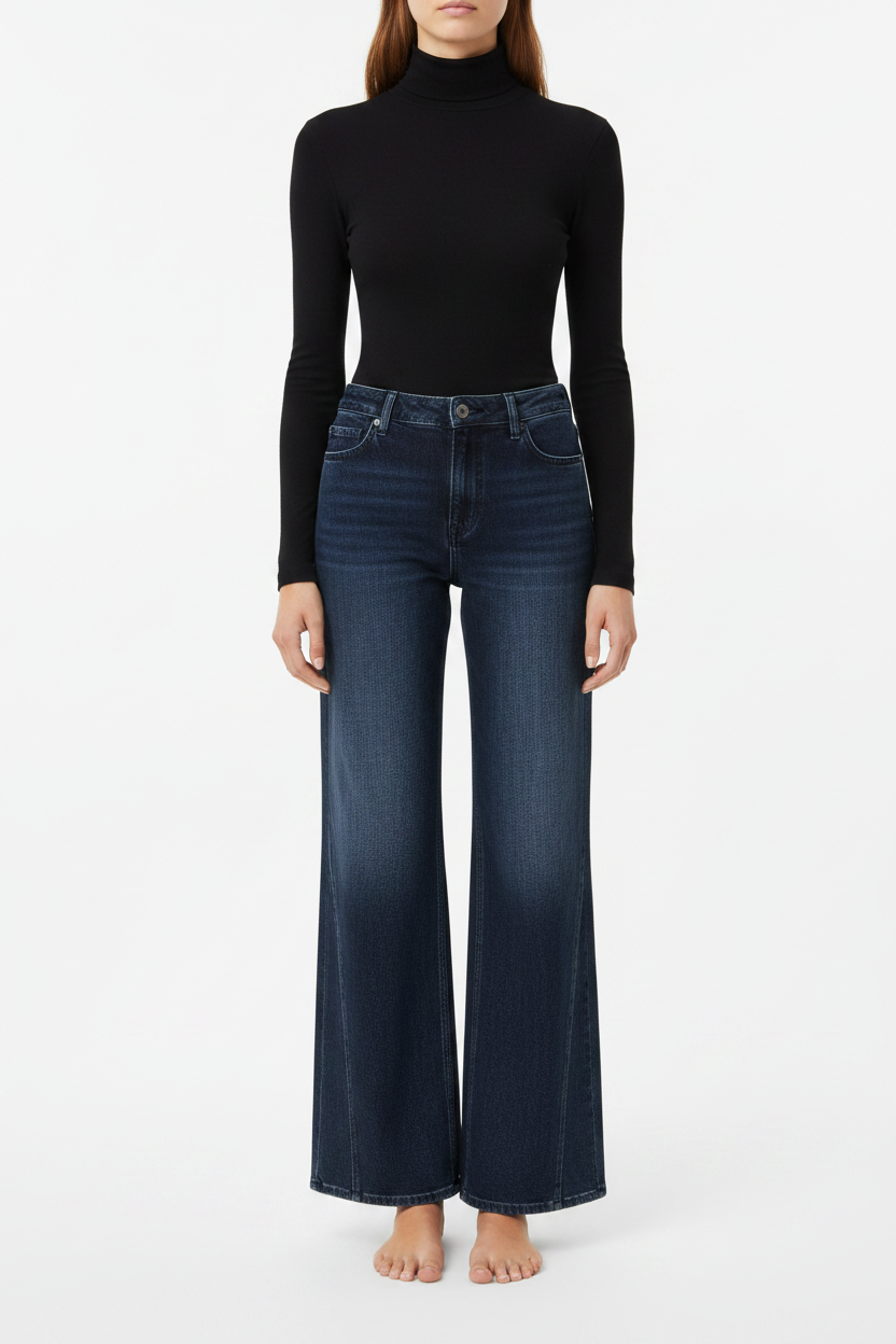 Red Button Claudette Insert Blue Black Denim