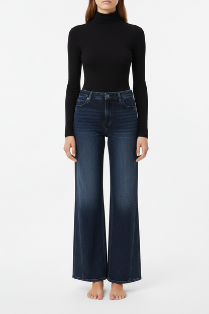 Red Button Claudette Insert Blue Black Denim