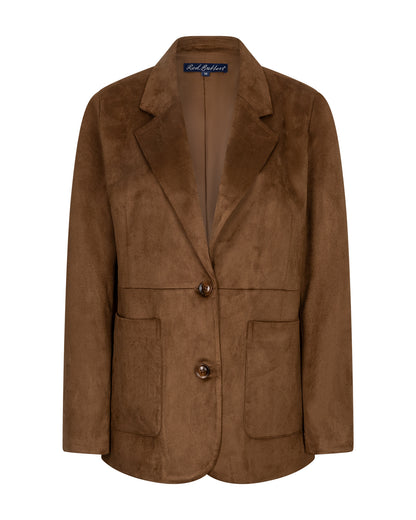 Red Button Blazer Suedine Jacket Praline