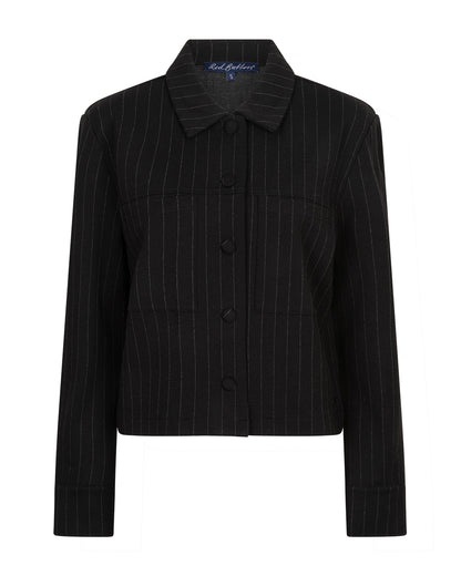Red Button Punta Pinstripe Jacket Black