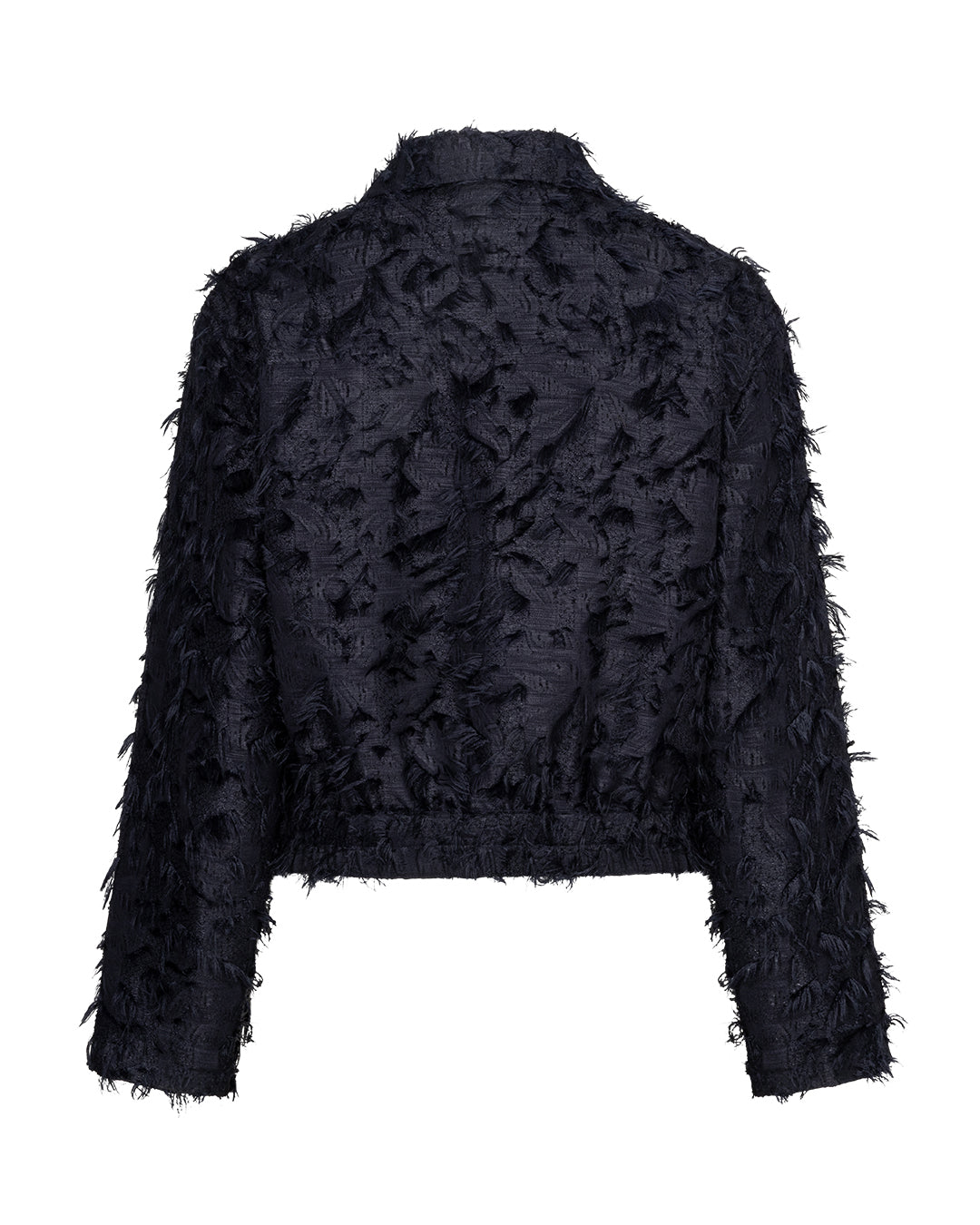 Red Button Bomber Fringes Jacket Navy