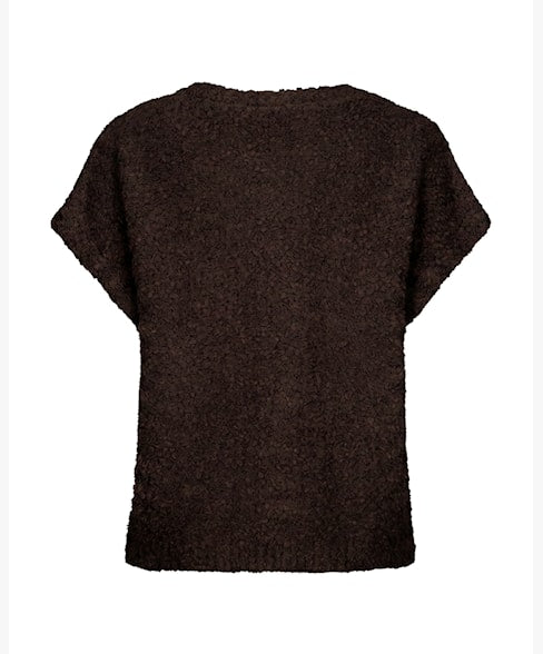 Red Button Knit Boucle Top Espresso