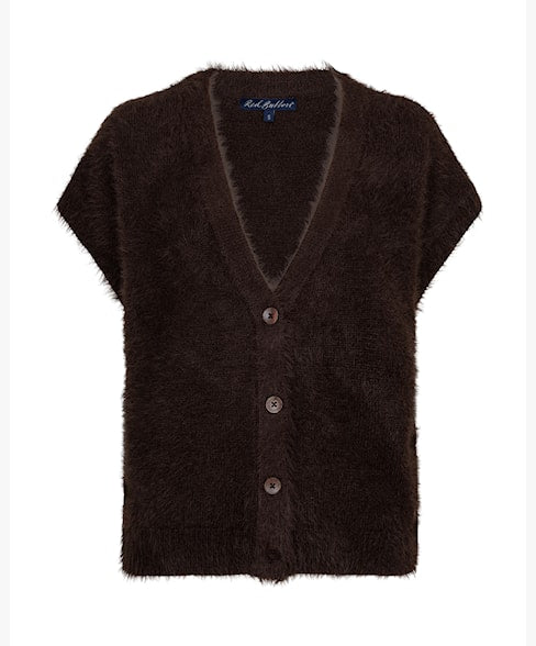 Red Button Fuzzy Top Espresso