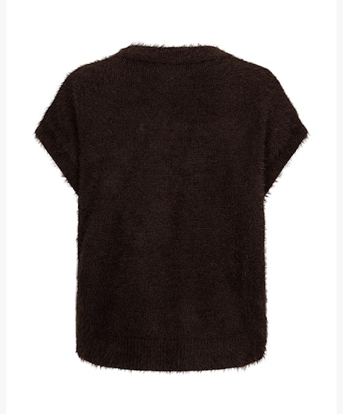 Red Button Fuzzy Top Espresso