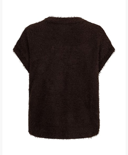 Red Button Fuzzy Top Espresso