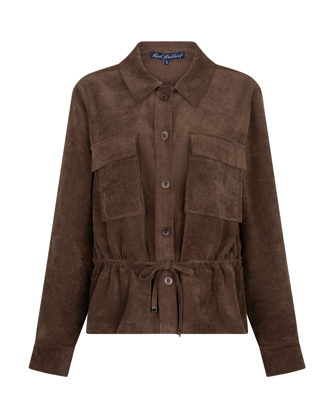 Red Button Drew Overblouse Finecord Jacket Brown