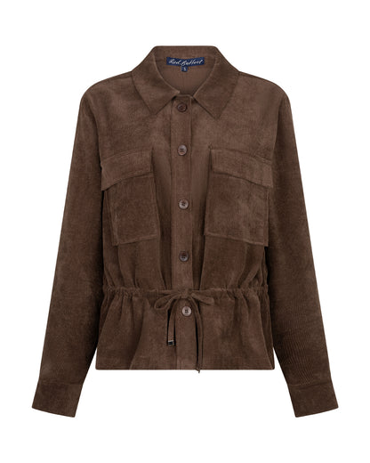 Red Button Drew Overblouse Finecord Jacket Brown