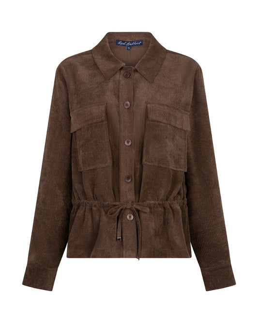 Red Button Drew Overblouse Finecord Jacket Brown