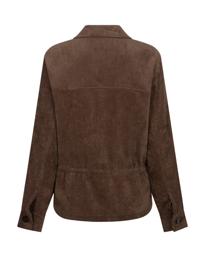 Red Button Drew Overblouse Finecord Jacket Brown