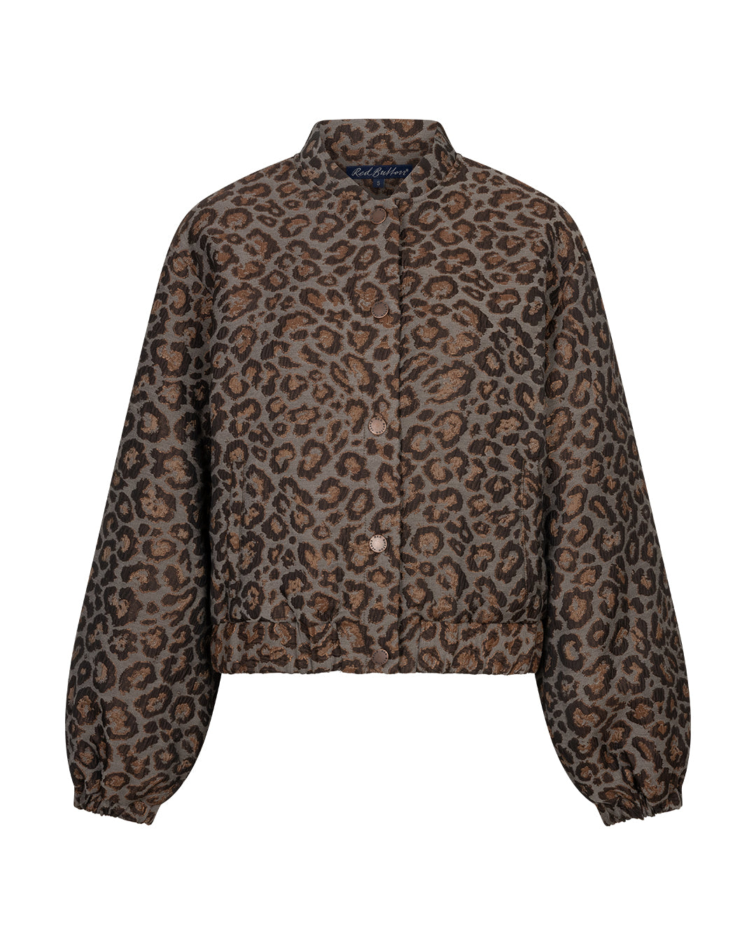 Red Button Bomber Jacquard Lurex Jacket Grey Brown
