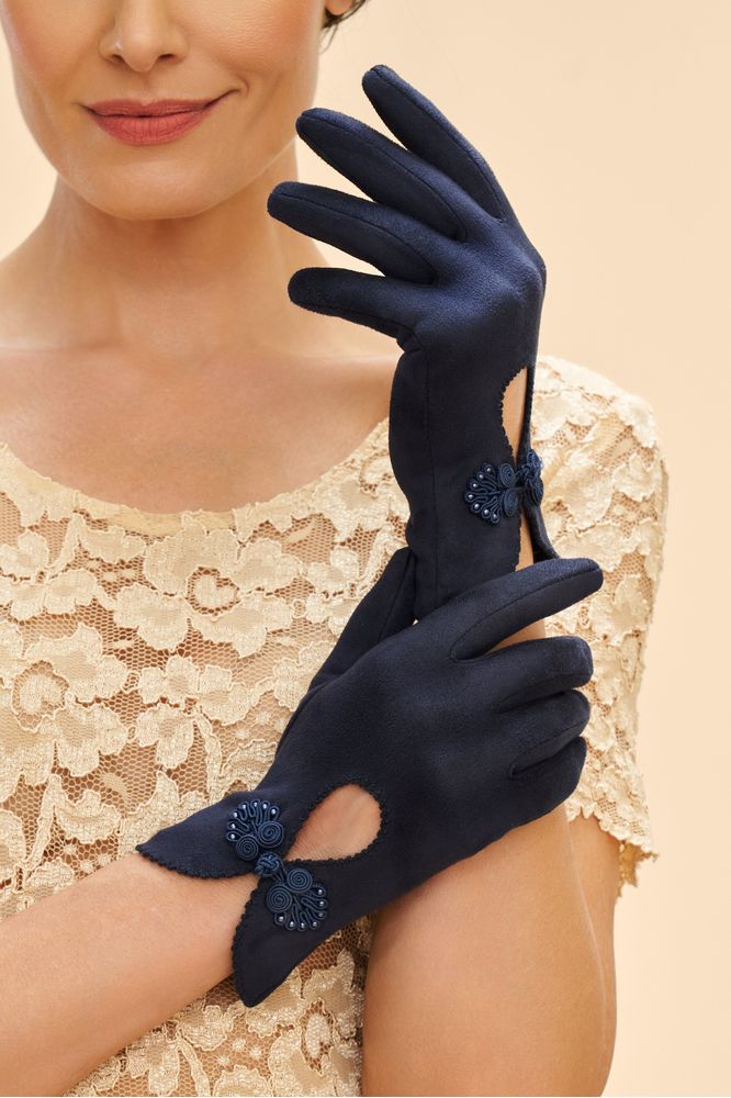 AW24 Powder Suki Faux Suede Gloves