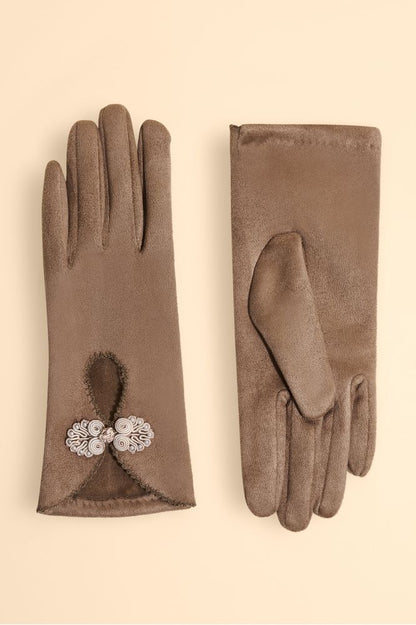 AW24 Powder Suki Faux Suede Gloves