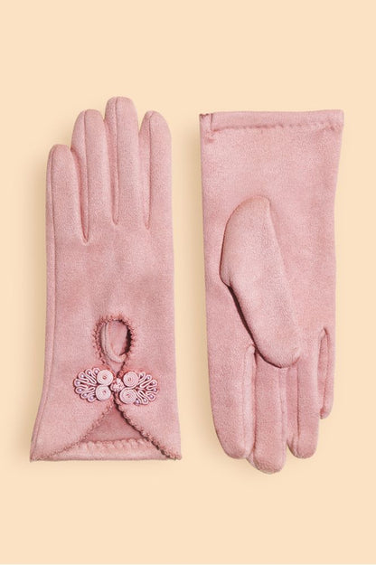 AW24 Powder Suki Faux Suede Gloves