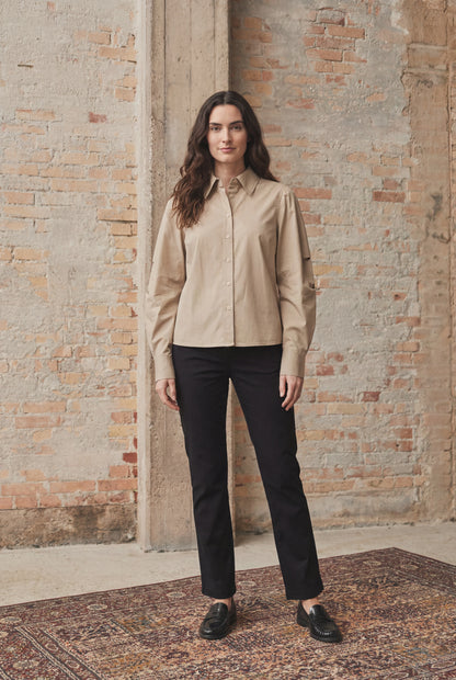 I Say Sigga Sleeve Shirt-Light Taupe