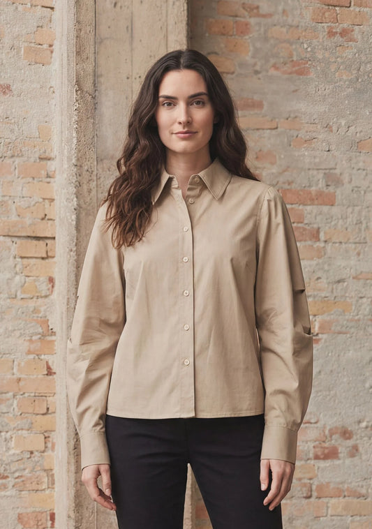 I Say Sigga Sleeve Shirt-Light Taupe