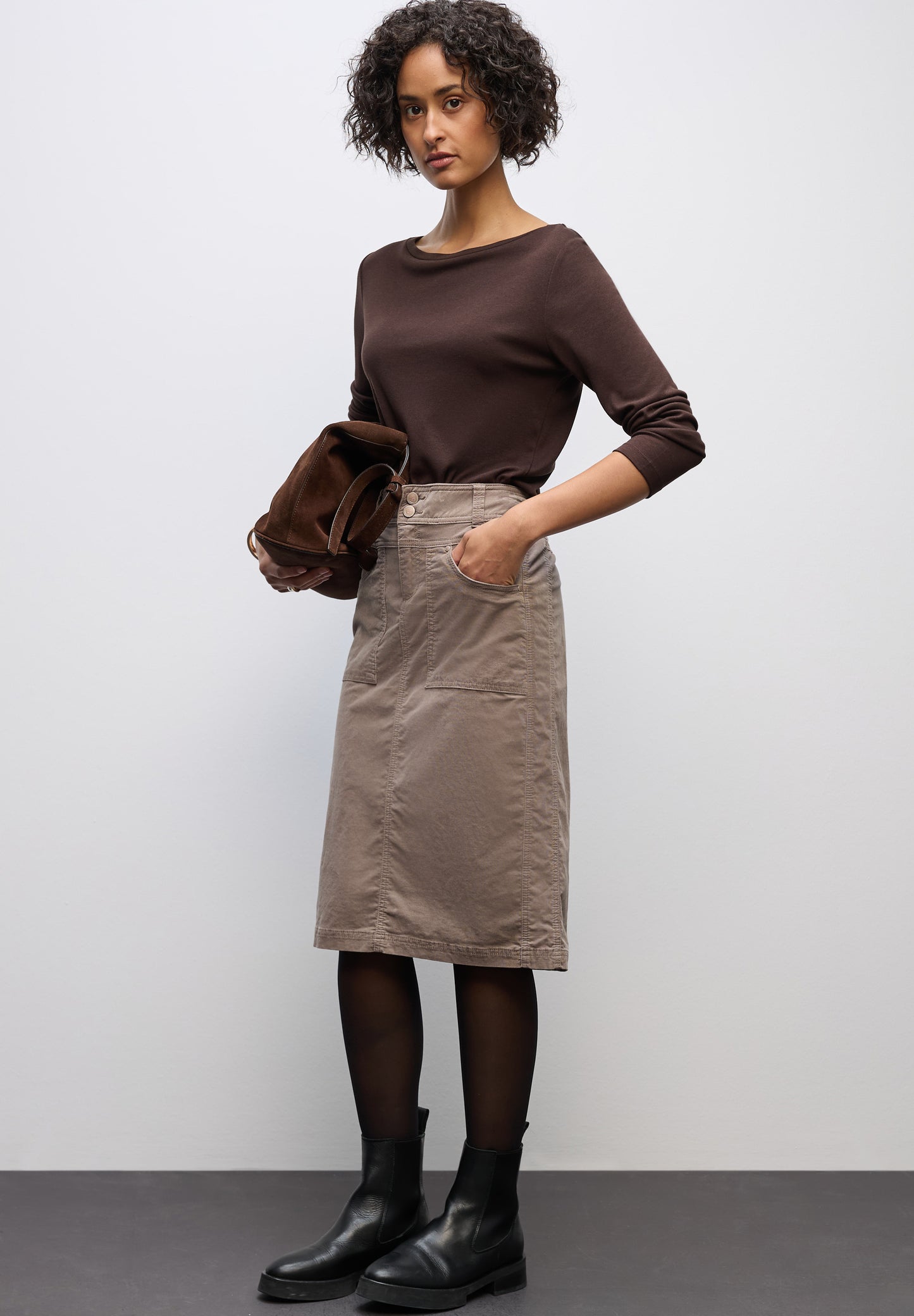 Street One Brown Corduroy Skirt
