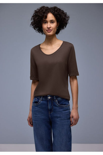 Street One V-Neck Top Earth