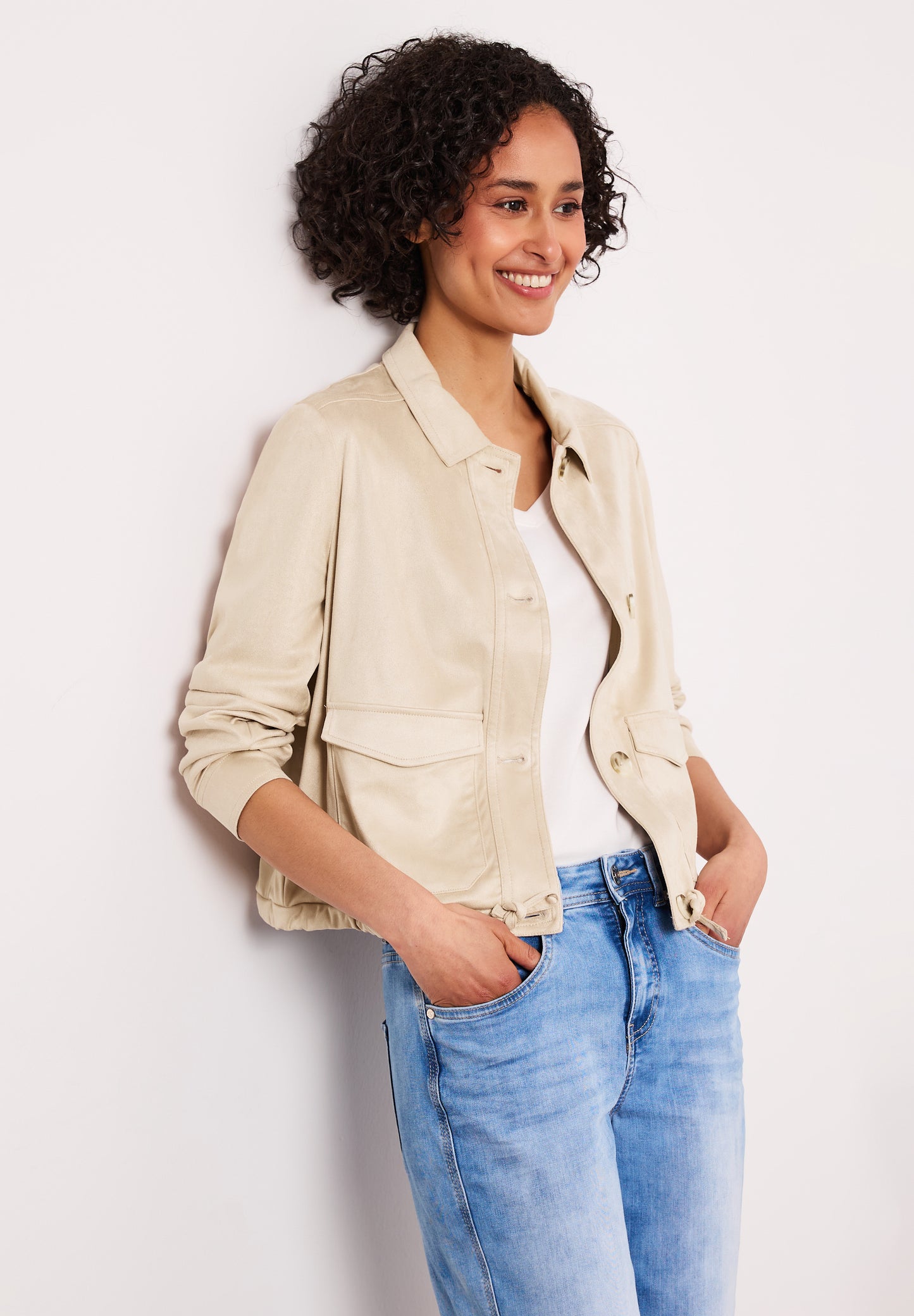Street One Short Velour Jacket Clay Sand