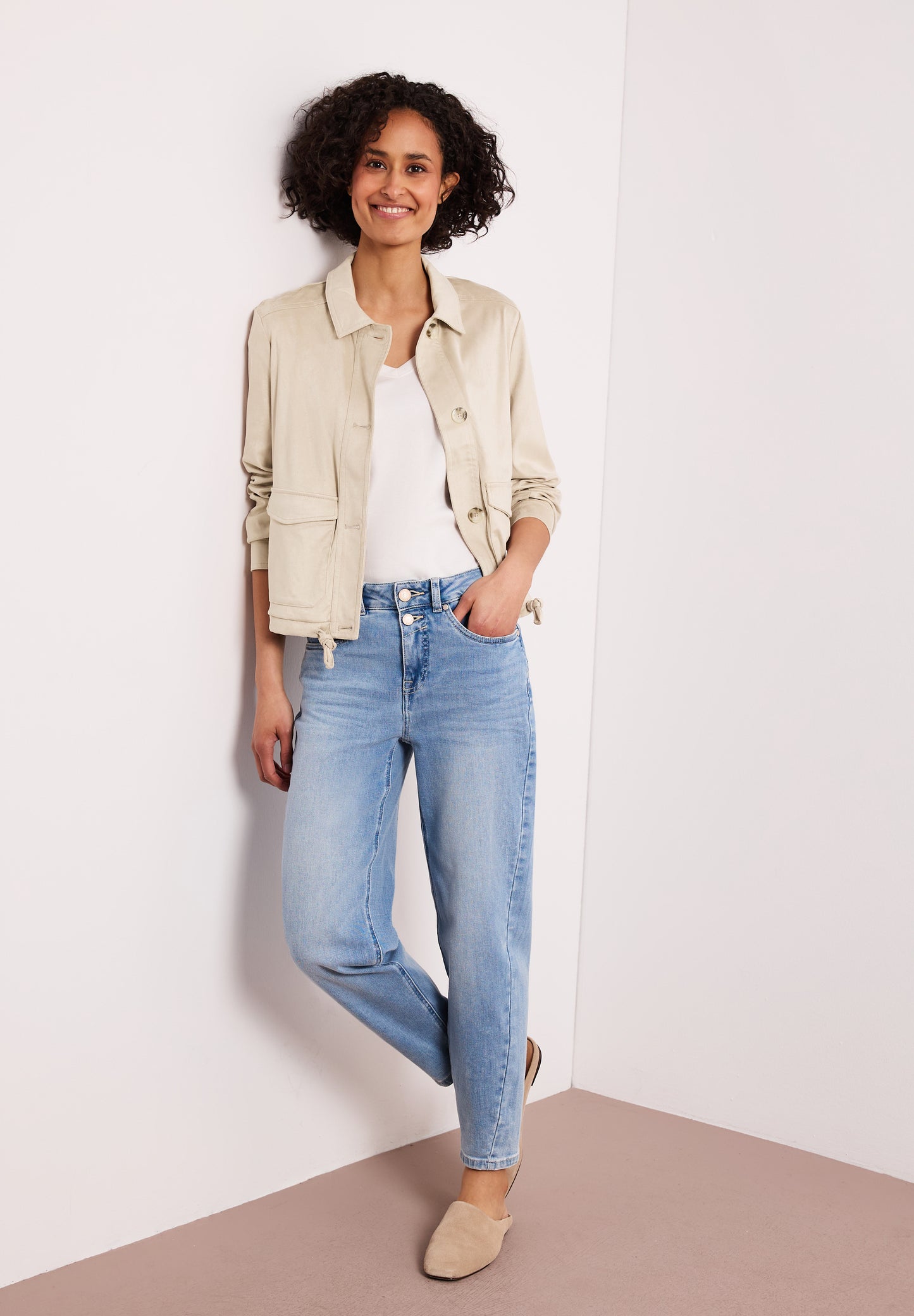 Street One Short Velour Jacket Clay Sand