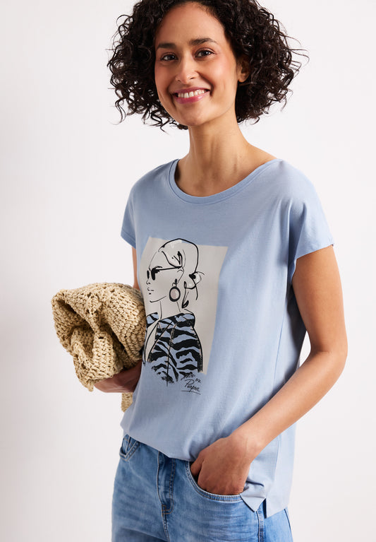 Street One Cap Sleeve T-shirt-Calm Blue