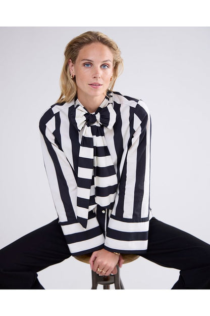 AW24 SUMMUM Striped Bow Blouse