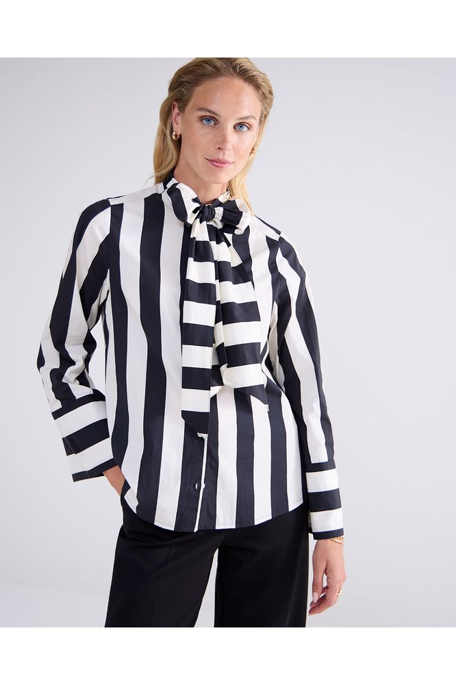 AW24 SUMMUM Striped Bow Blouse