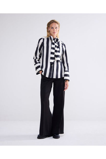 AW24 SUMMUM Striped Bow Blouse